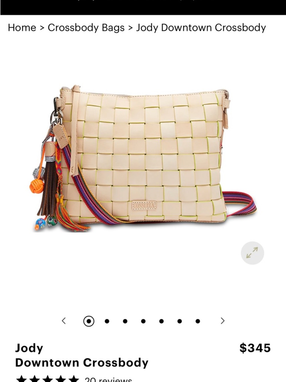Woven Leather Crossbody Bag in Tan with Pink Accents